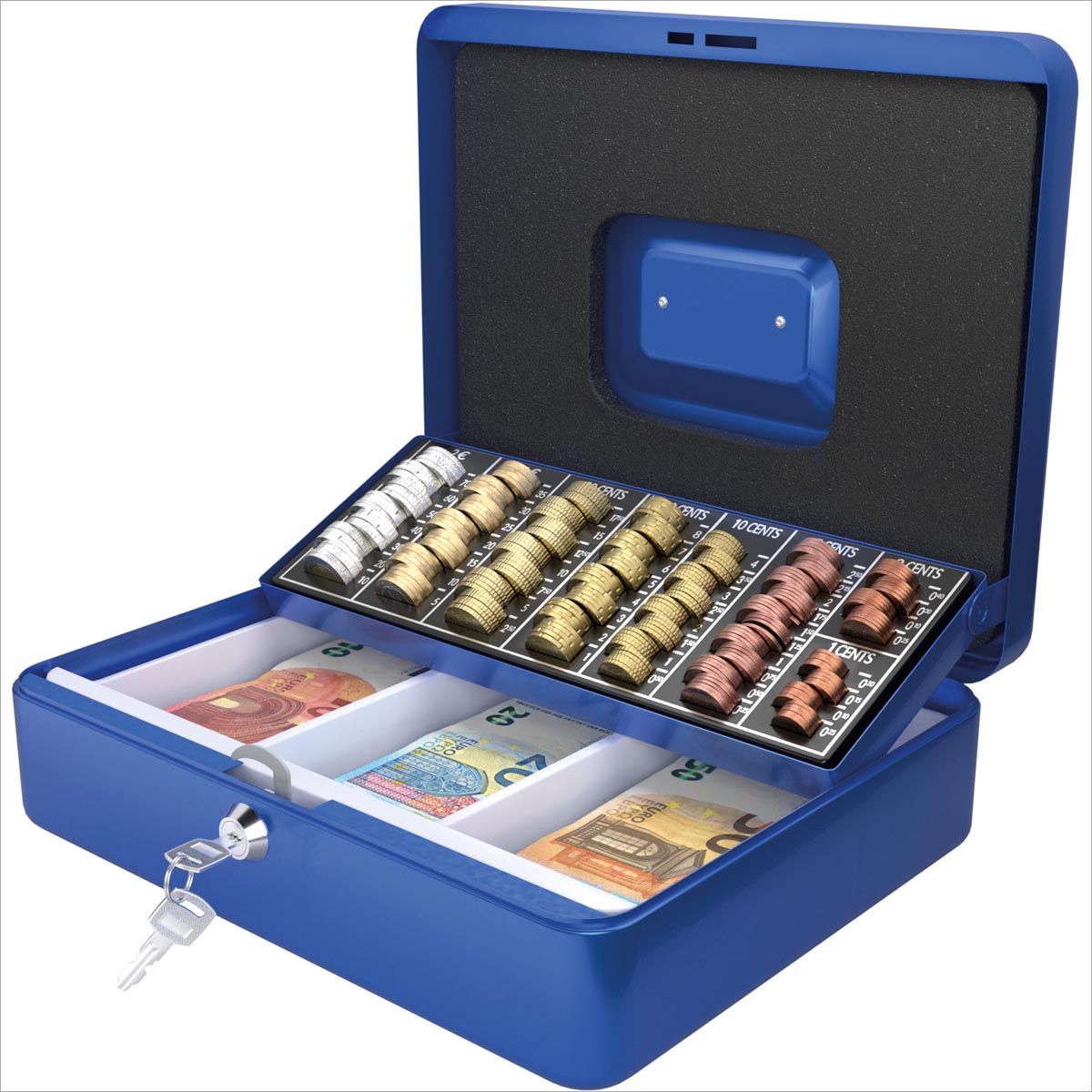 Acropaq geldkoffer met muntsorteerder, ft 30 x 24 x 9 cm, blauw Acropaq geldkoffer met muntsorteerder, ft 30 x 24 x 9 cm, blauw