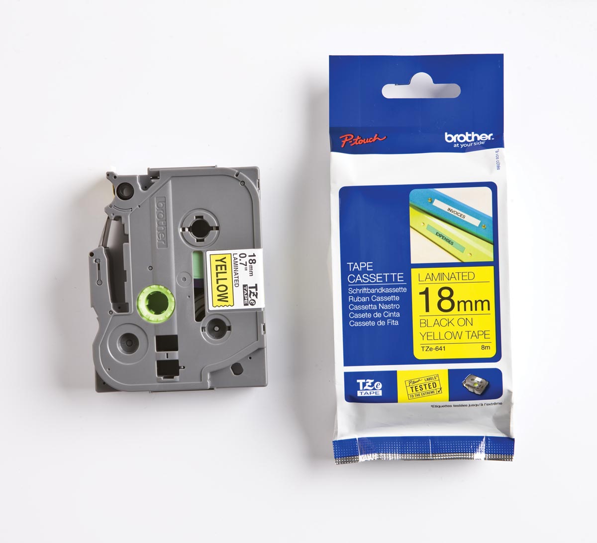 Brother TZe tape voor P-Touch 18 mm, zwart op geel afbeelding