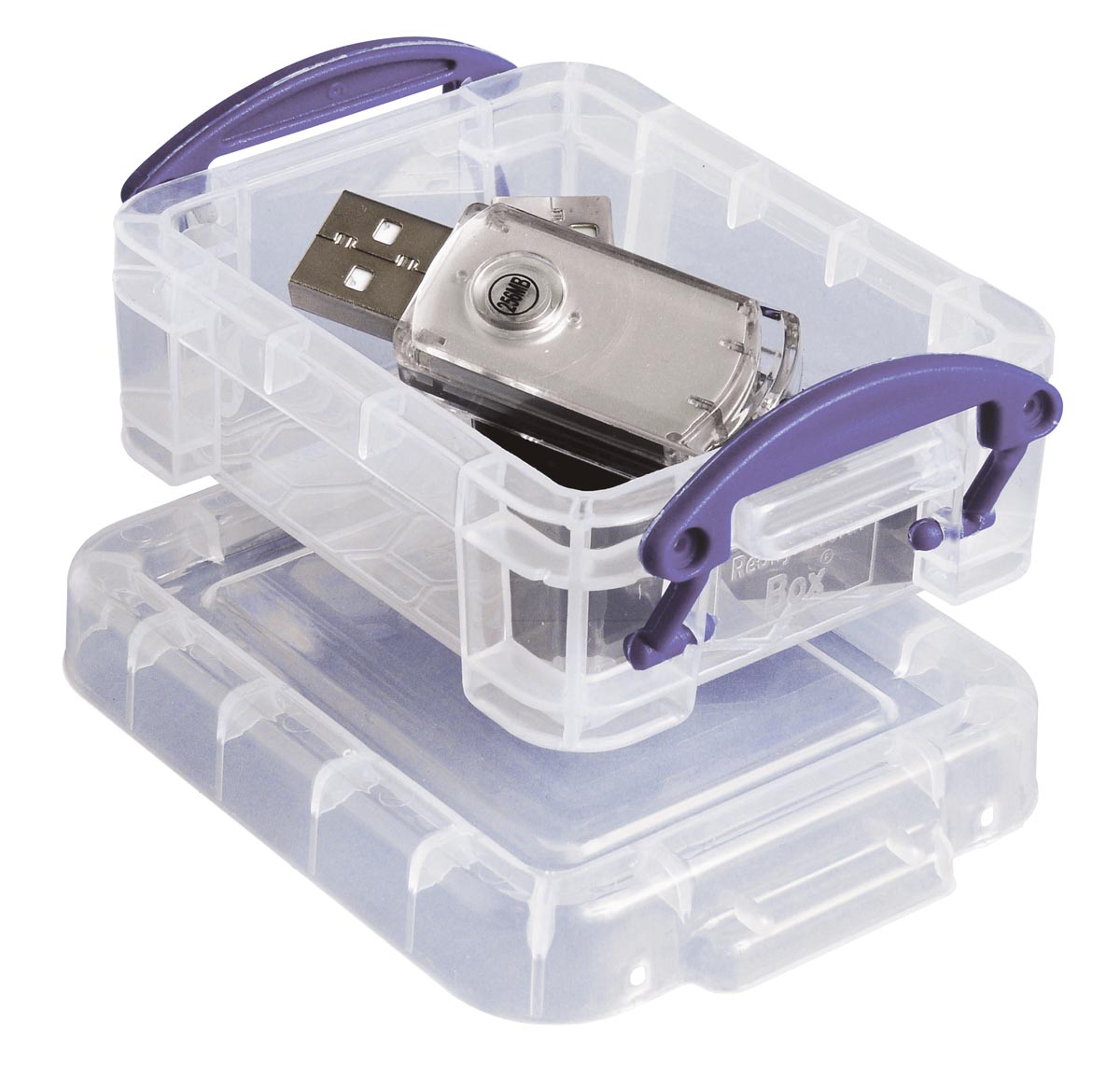 Really Useful Box 0,07 liter, transparant, geassorteerde kleuren, pak van 10