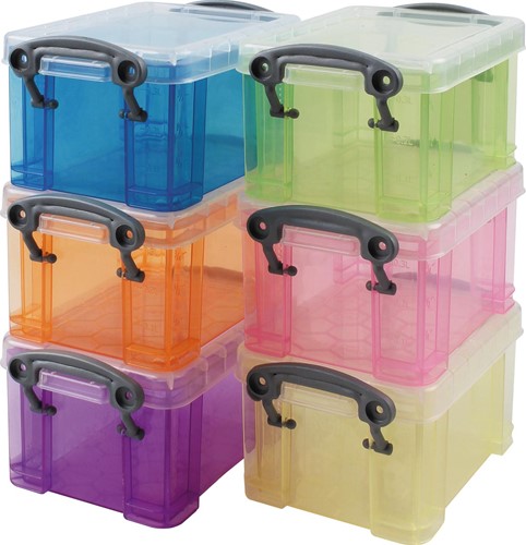 Really Useful Boxes Opbergdoos set van 6 x 0.33 liter assorti kleuren