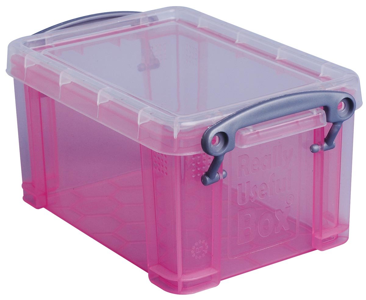 Really Useful Box 0,7 liter, transparant roze afbeelding