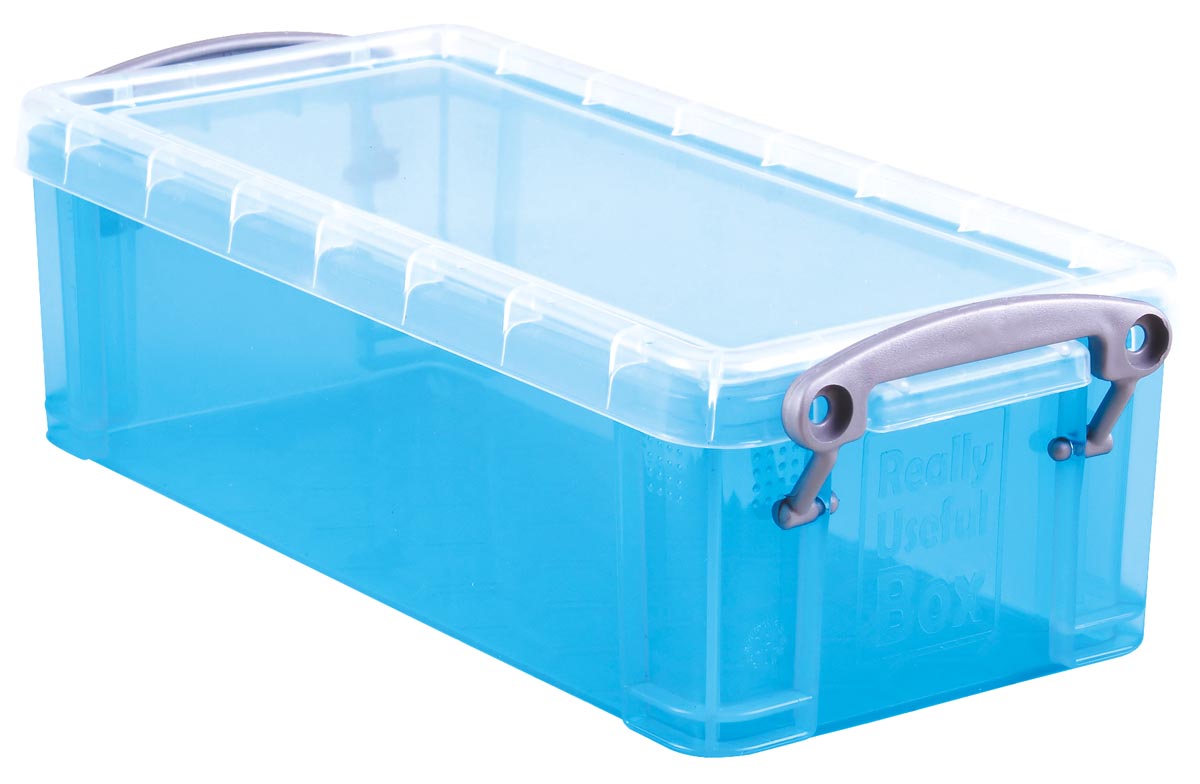 Really Useful Box 0,9 liter, transparant helblauw afbeelding