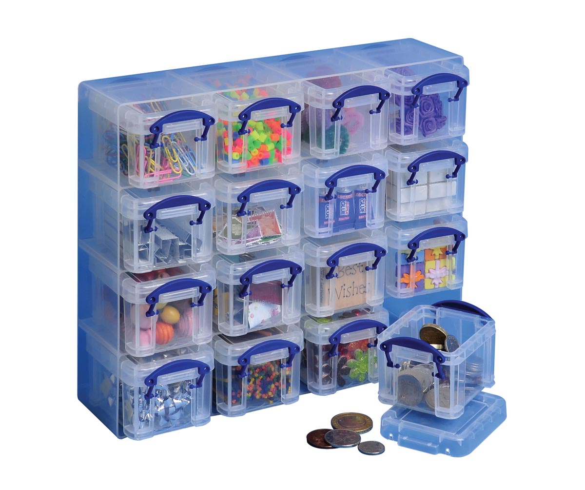 Really Useful Box muurkubus met 16 x 0,14 liter, transparant afbeelding