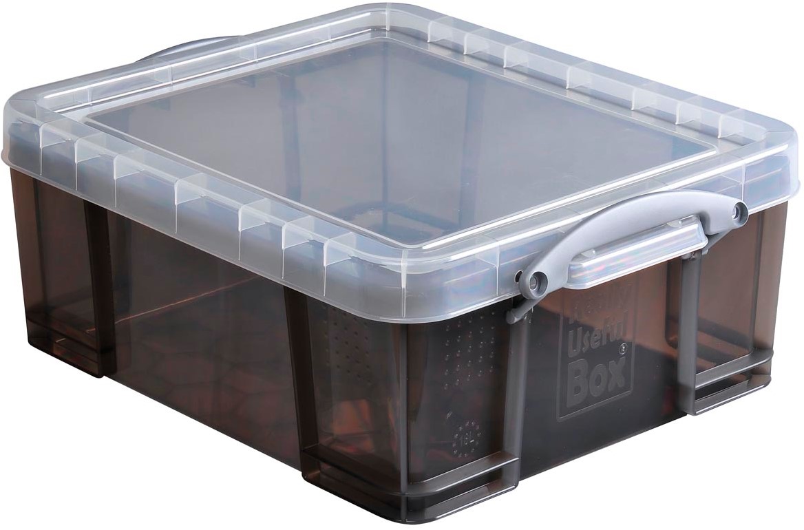 Really Useful Box 18 Liter – Aufbewahrungsbox Aus 100 % Recyceltem Kunststoff, Schwarz, Mit Clip-Deckel