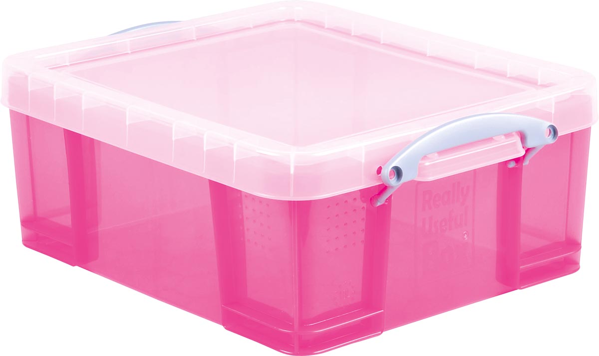 Really Useful Box opbergdoos 18 liter, transparant roze afbeelding