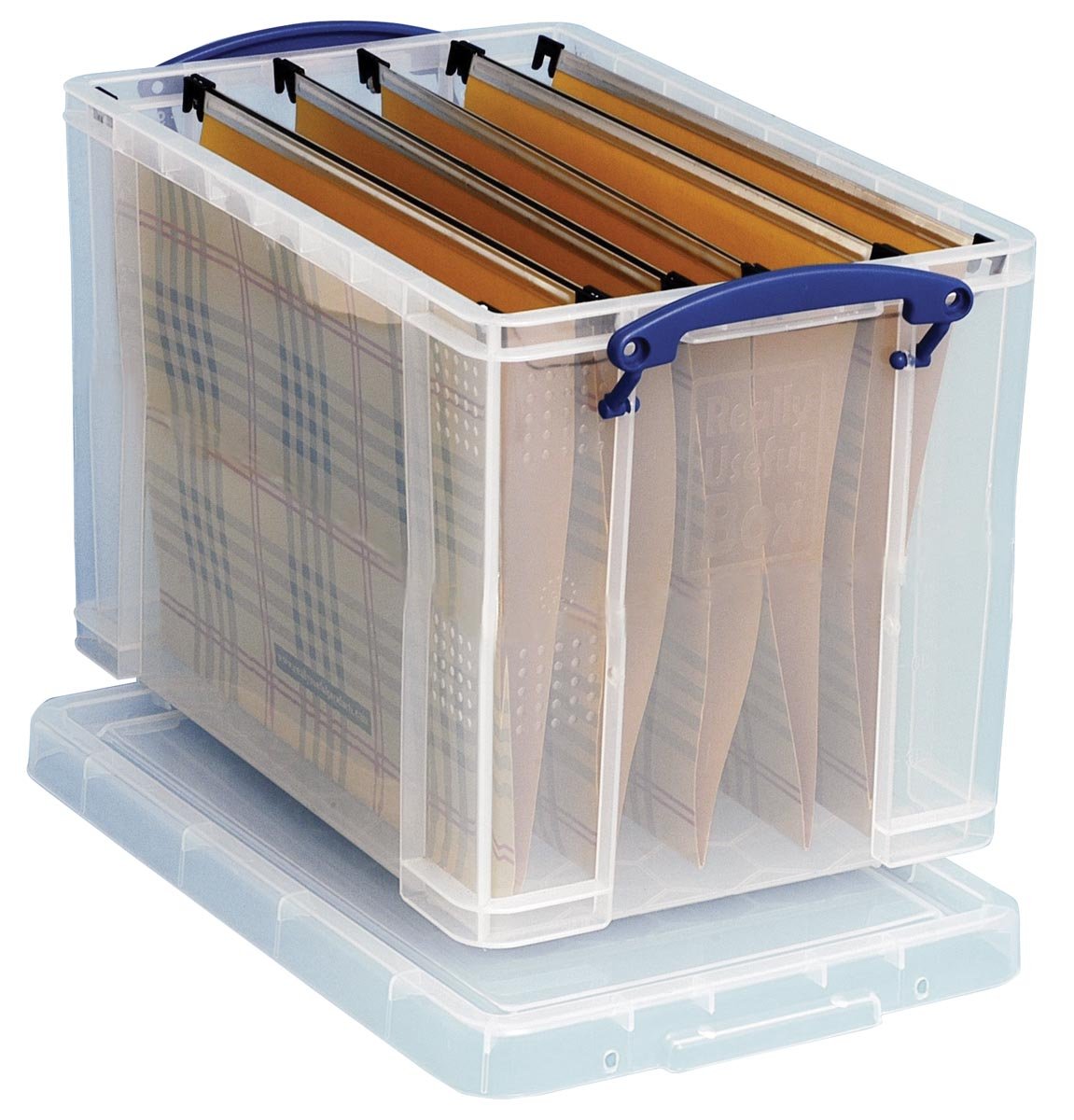 Really Useful Box opbergdoos 19 liter hangmappenkoffer inclusief 10 hangmappen, transparant afbeelding