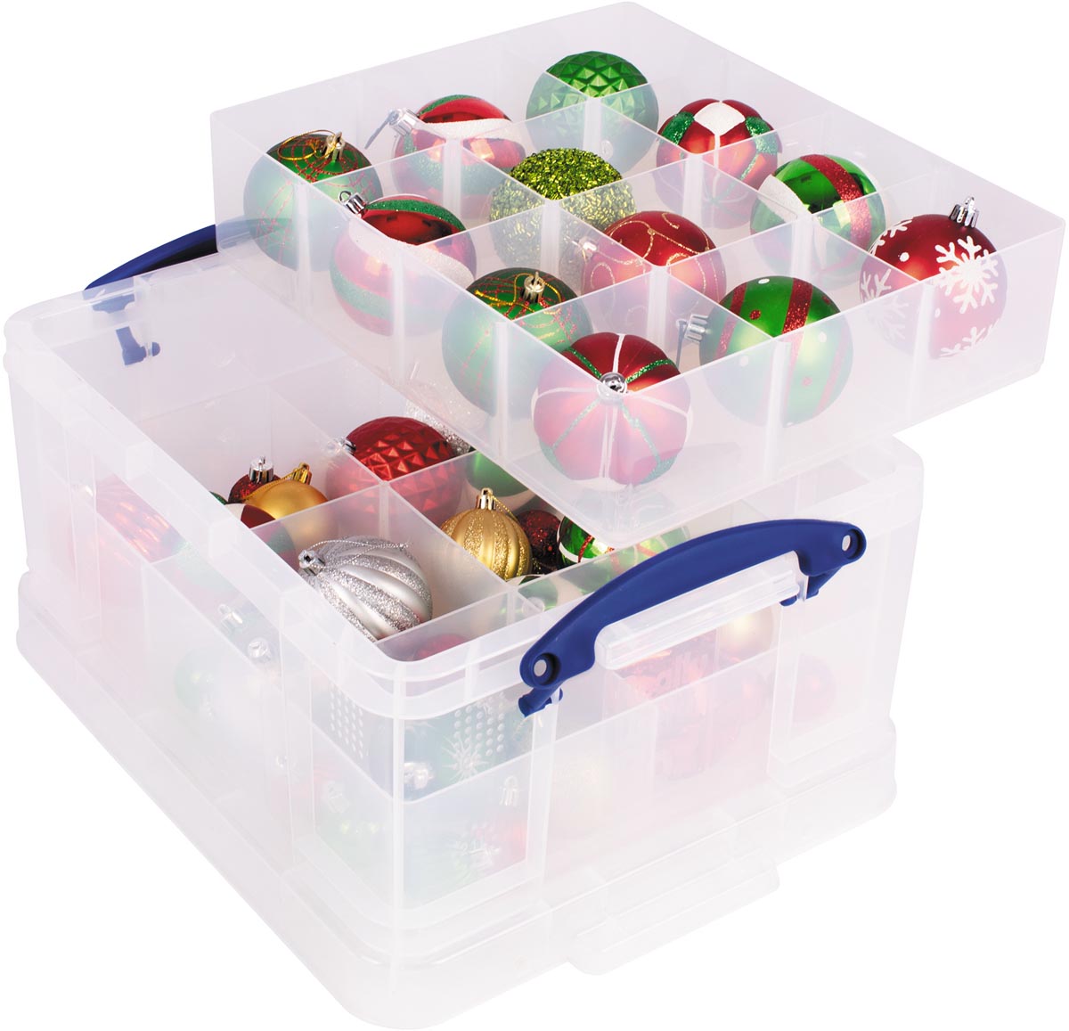 Really Useful Box opbergdoos 21 l, met 2 inzetbakjes, transparant