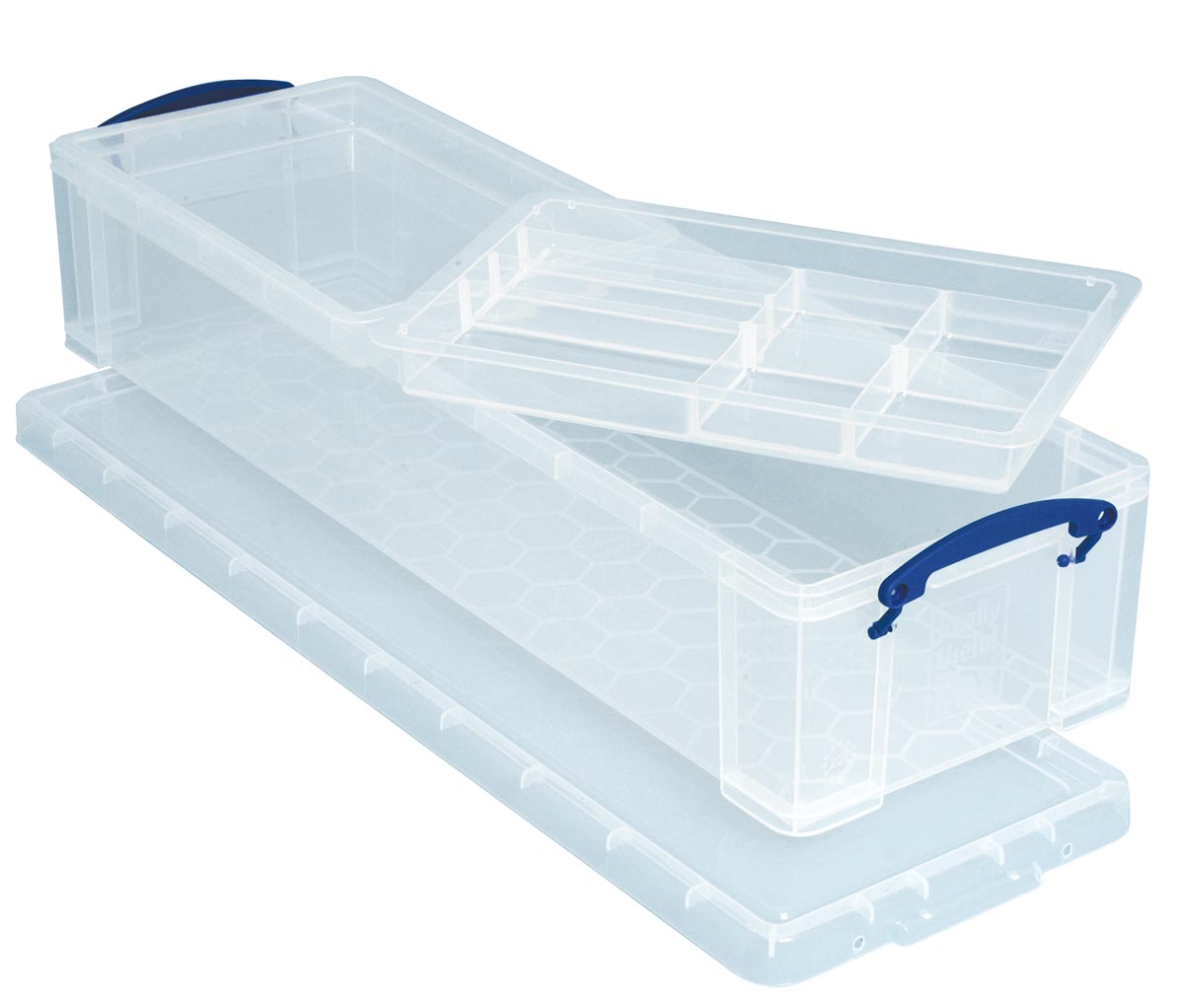 Really Useful Box opbergdoos 22 liter met 2 dividers, transparant afbeelding
