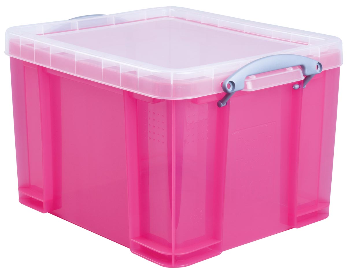Really Useful Box opbergdoos 35 liter, transparant, helroze afbeelding