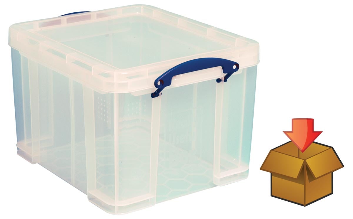 Really Useful Box 35 liter, transparant, per stuk verpakt in karton afbeelding