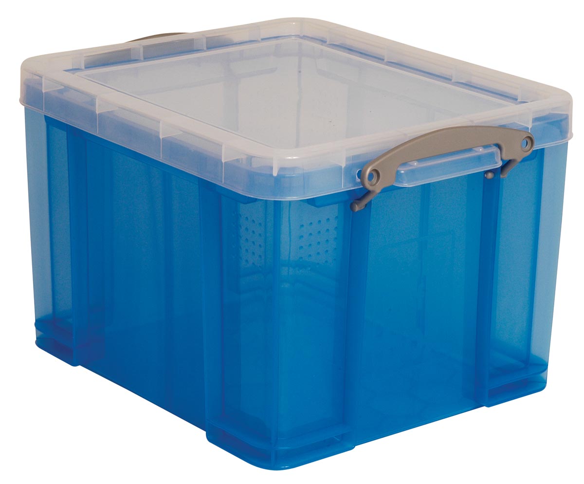 Really Useful Box opbergdoos 35 liter, transparant, blauw Really Useful Box opbergdoos 35 liter, transparant, blauw