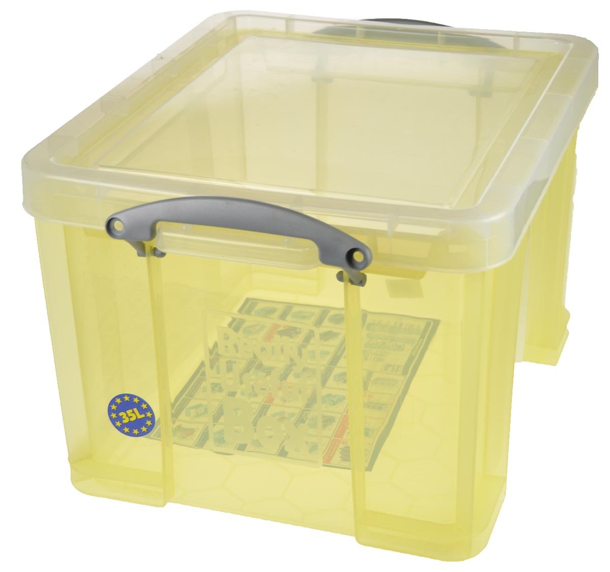 Really Useful Box opbergdoos 35 liter, transparant geel afbeelding