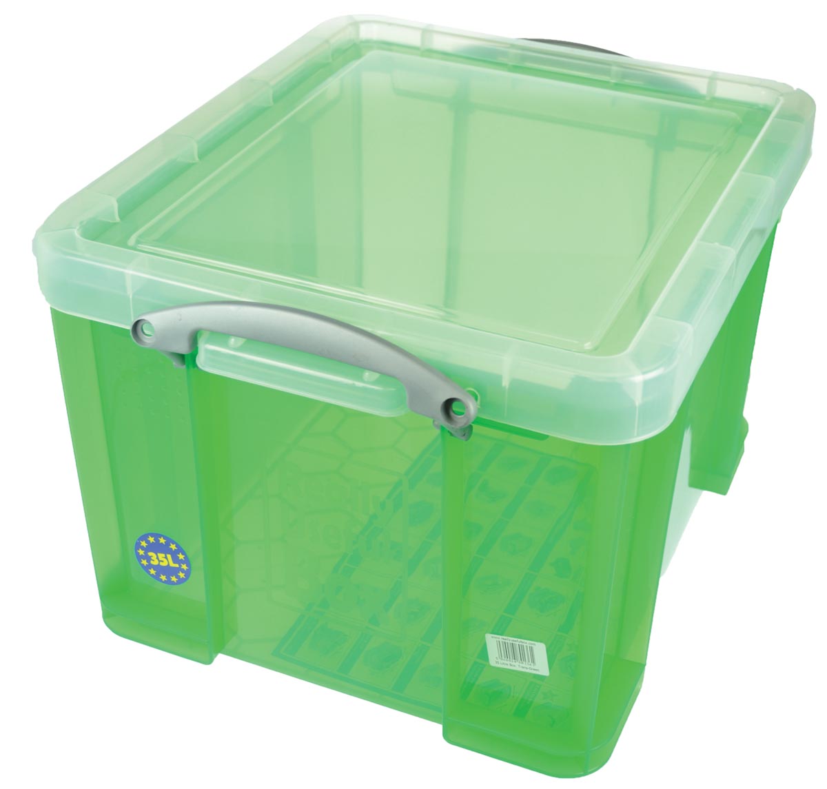 Really Useful Box opbergdoos 35 liter, transparant groen afbeelding