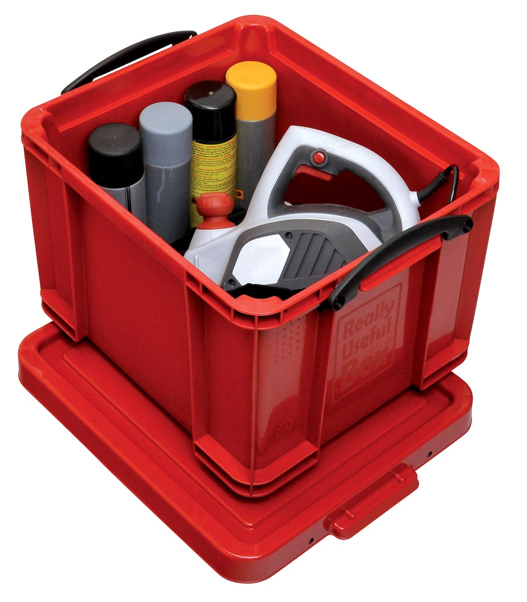Really Useful Box Opbergdoos 35 Liter Rood Met Zwarte Handvaten huismerk kopen in de aanbieding
