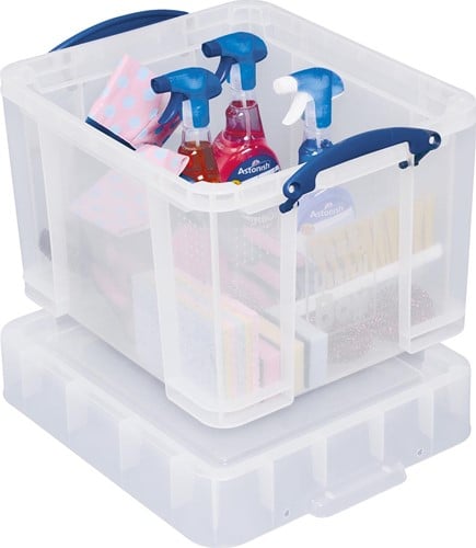 Really Useful Box opbergdoos 35 liter XL, transparant, voor het opbergen van medium LP's