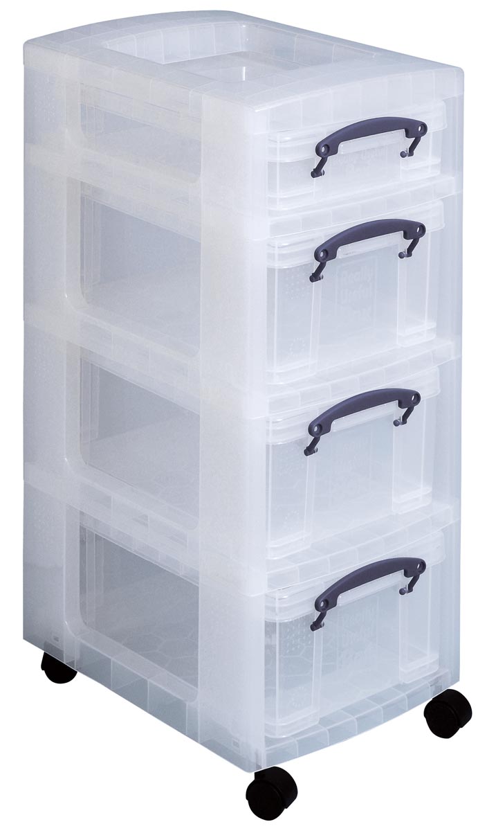 Really Useful Box trolley met 4 opbergdozen