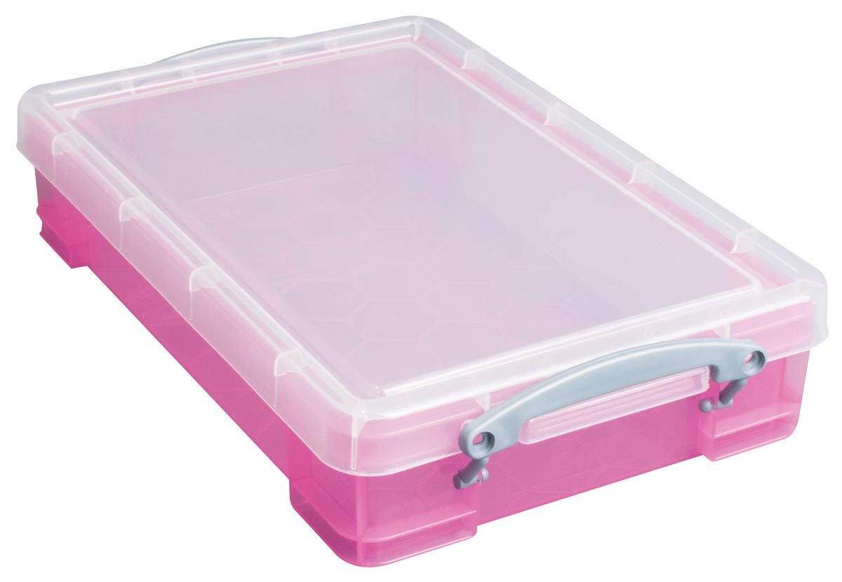 Really Useful Box opbergdoos 4 liter, transparant roze afbeelding
