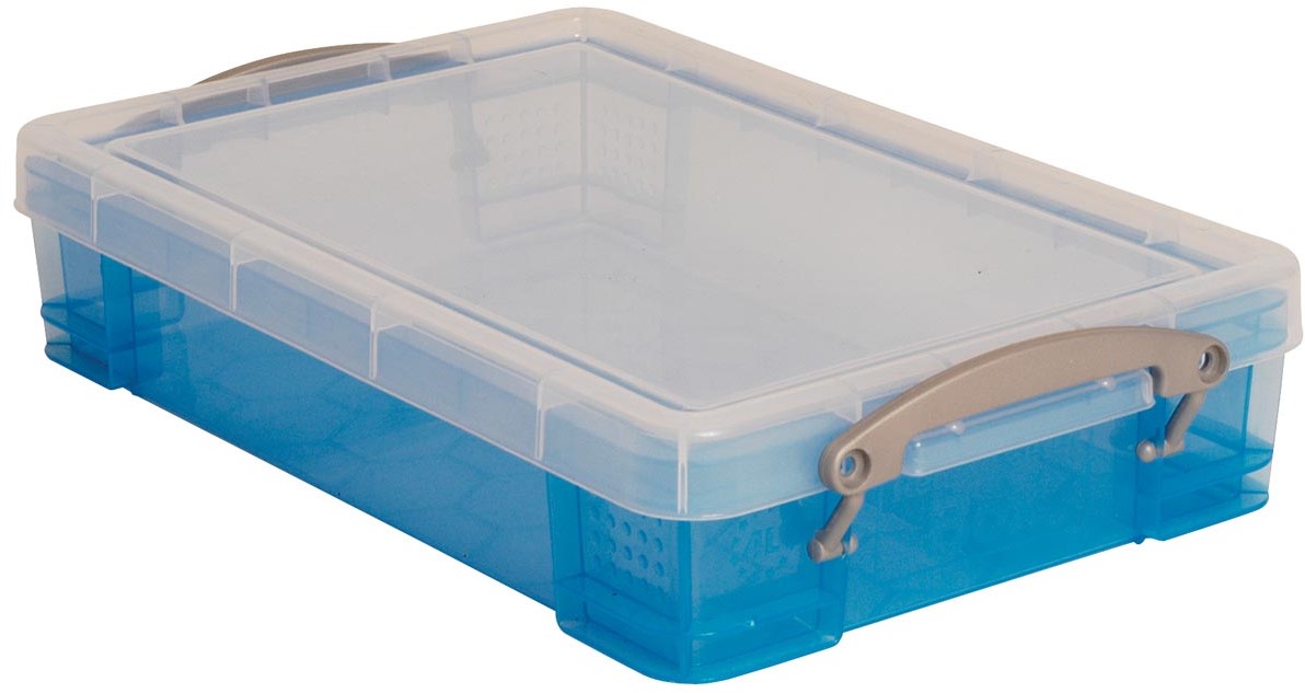 Really Useful Box 4 liter, transparant blauw bij VindiQ Office