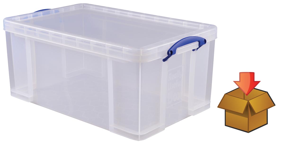Really Useful Box 64 liter, transparant, per stuk verpakt in karton afbeelding