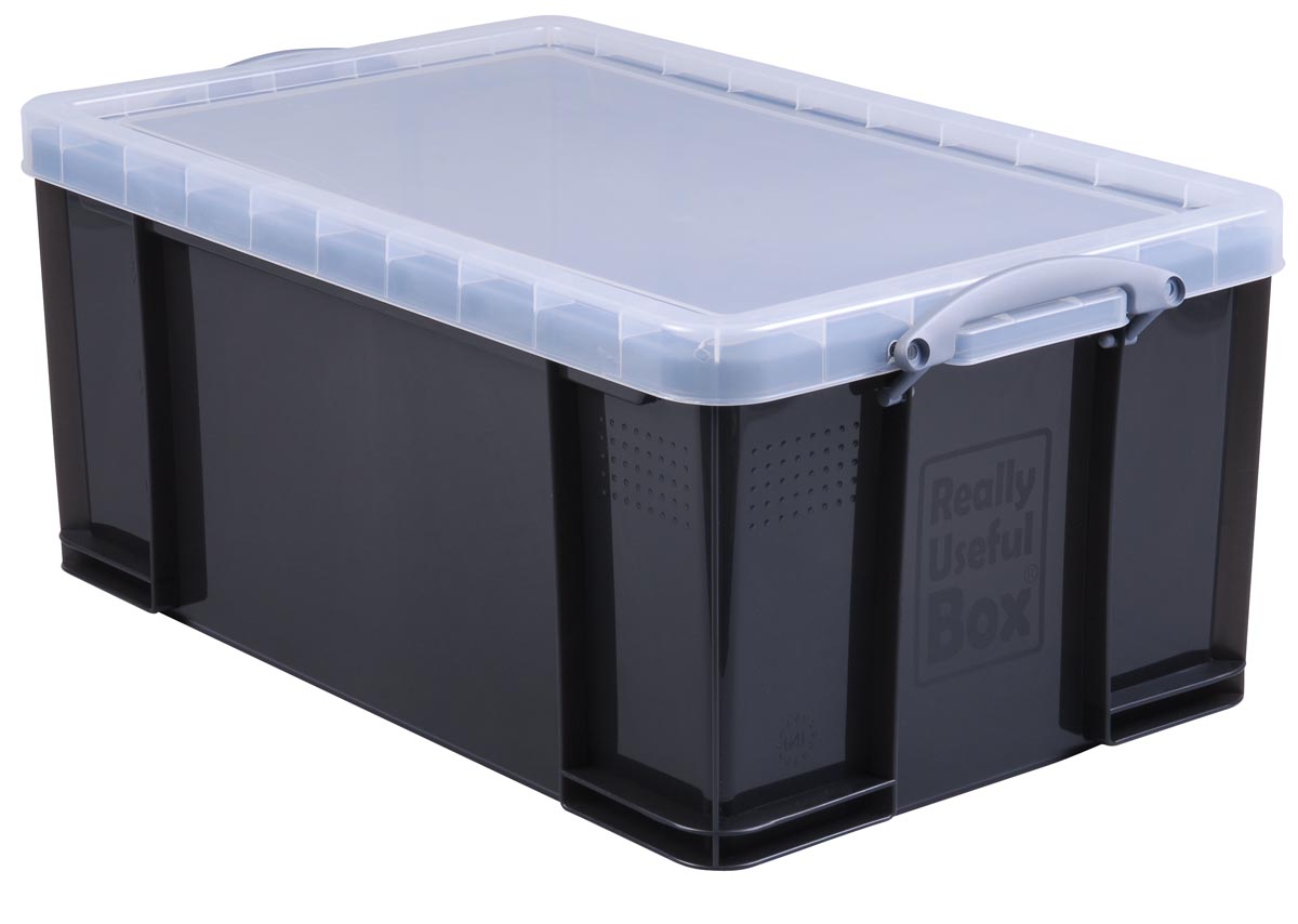 Really Useful Box opbergdoos 84 liter, donkerblauw met gele handvaten 3