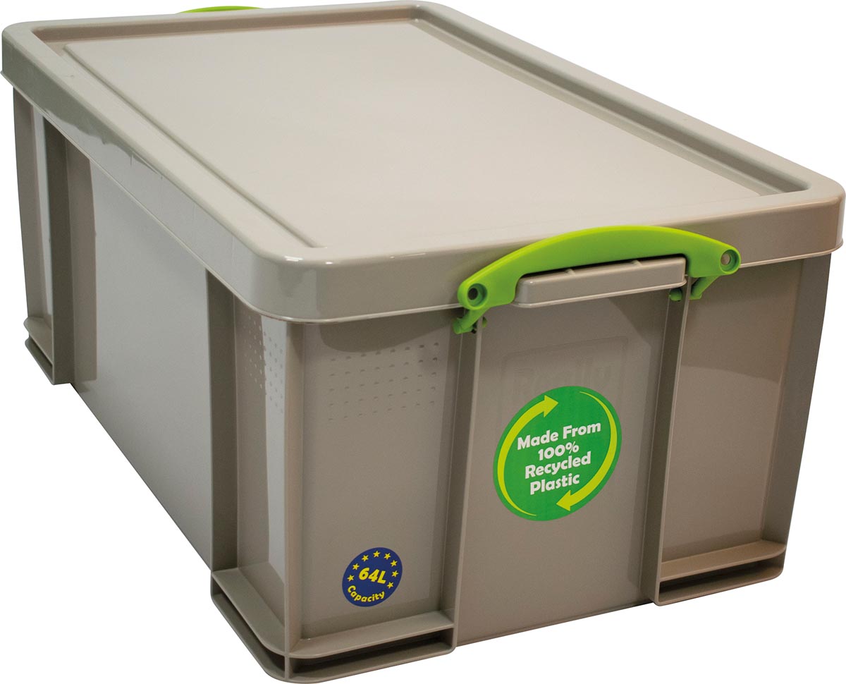 Really Useful Box opbergdoos 64 liter, gerecycleerd, grijs afbeelding