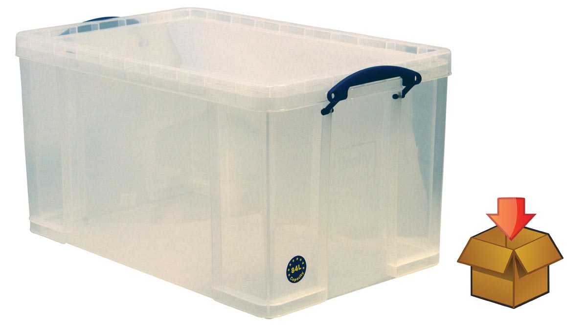 Really Useful Box 84 liter, transparant, per stuk verpakt in karton Really Useful Box 84 liter, transparant, per stuk verpakt in karton
