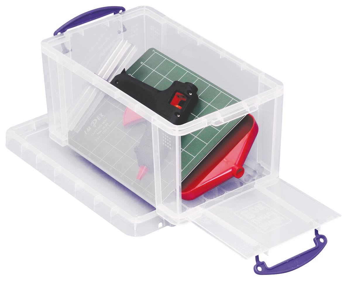 Really Useful Box opbergdoos 8 liter met opening aan de voorkant, transparant afbeelding
