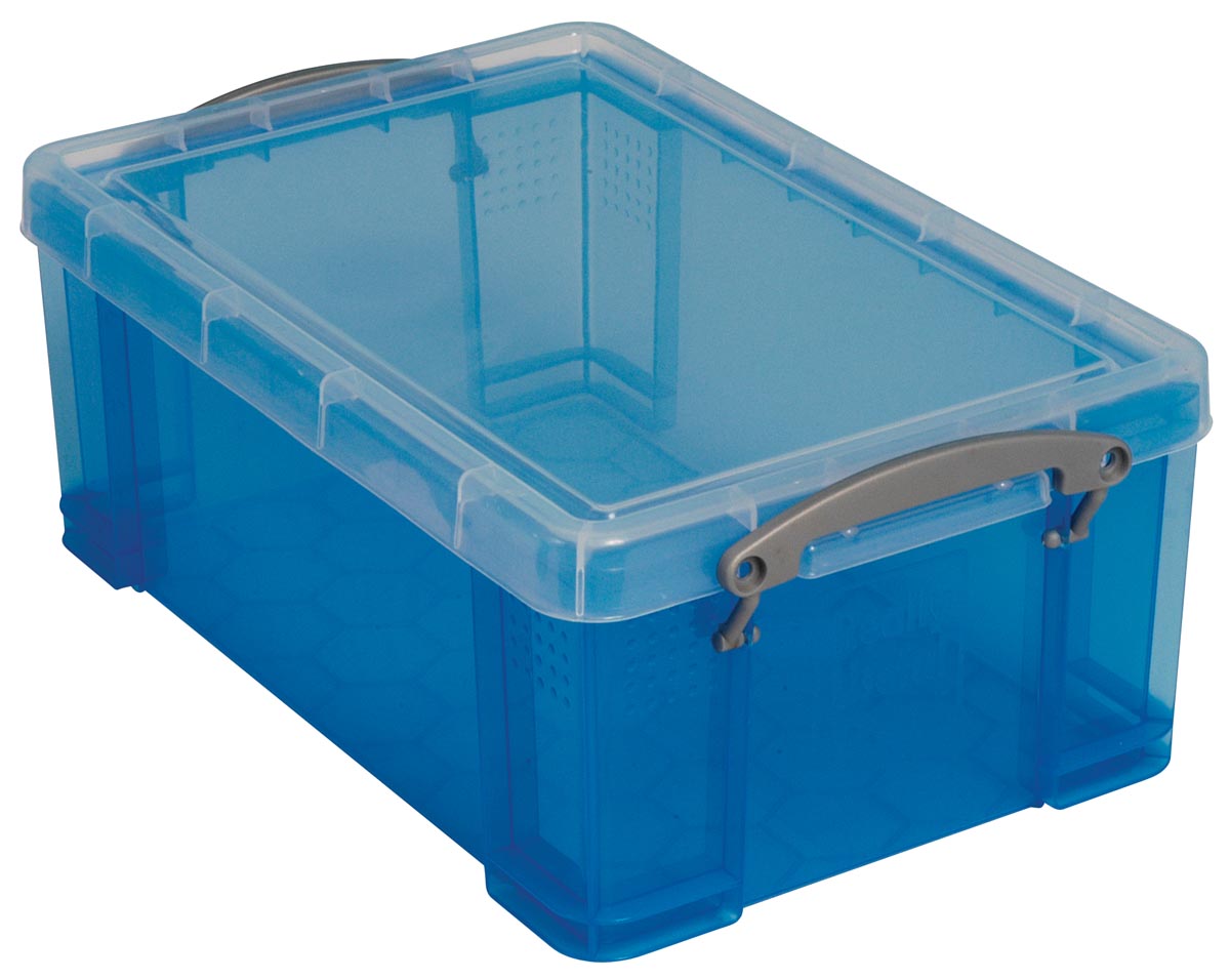 Really Useful Box opbergdoos 9 liter, transparant blauw afbeelding