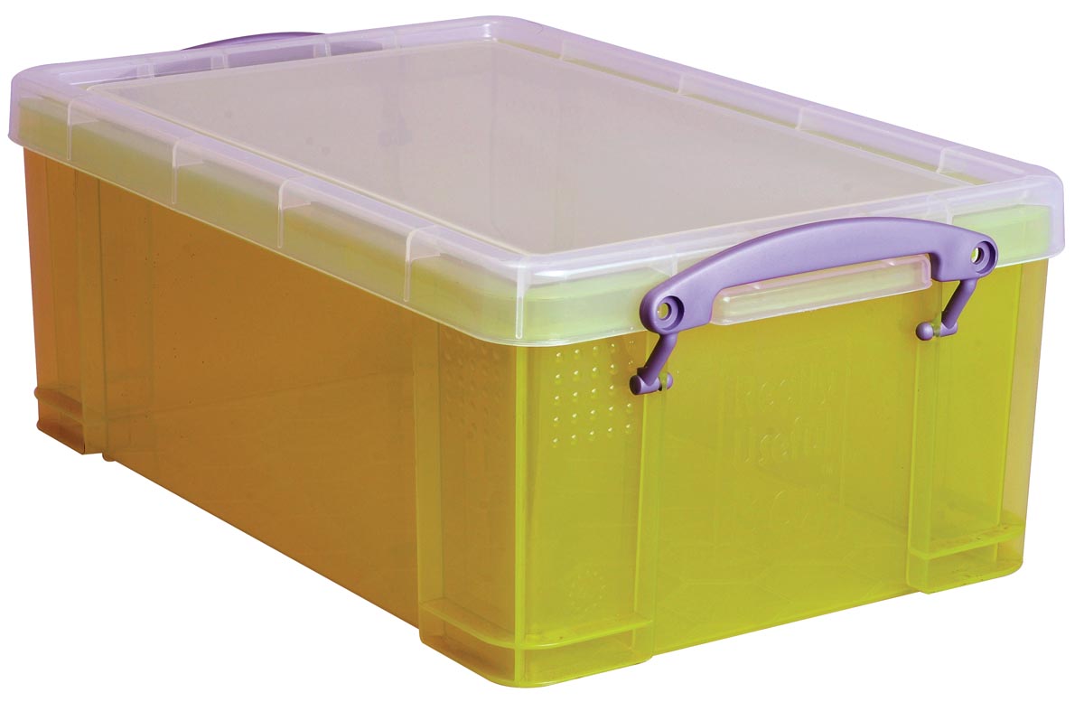Really Useful Box opbergdoos 9 liter, transparant geel bij VindiQ Office