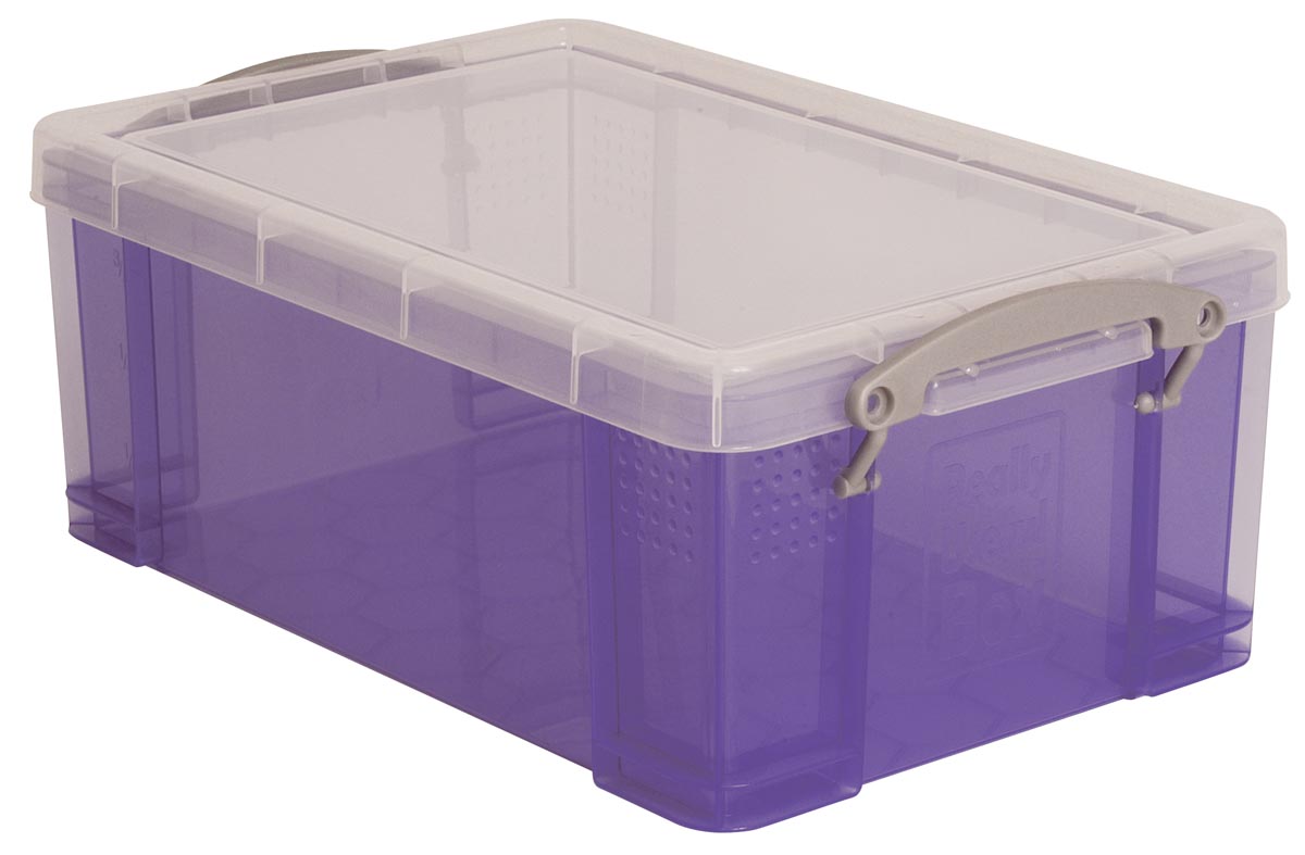 Really Useful Box opbergdoos 9 liter, transparant paars afbeelding