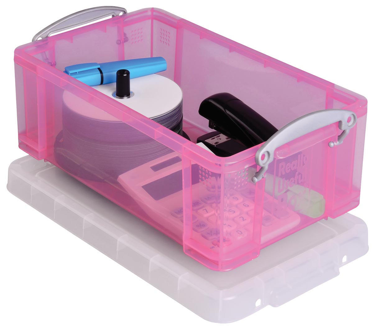 Really Useful Box opbergdoos 9 liter, transparant roze afbeelding