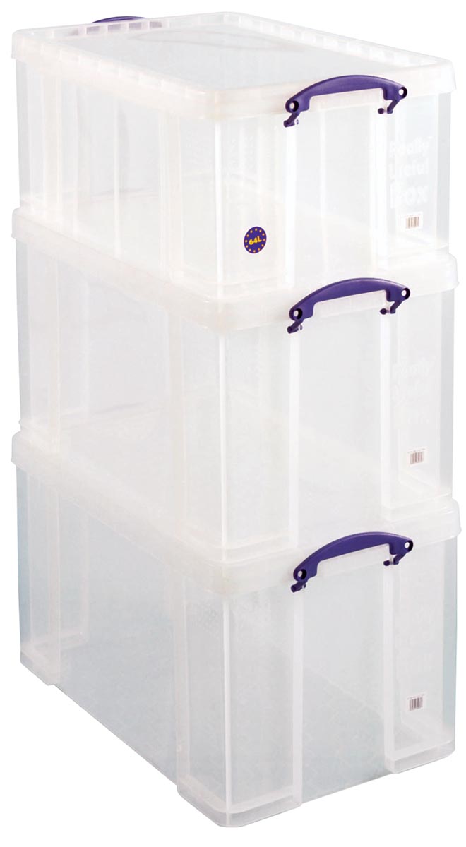 Really Useful Box, actiepakket: 2 x 84 liter + 1 x 64 liter, transparant afbeelding