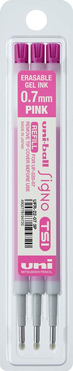 Uni-ball vulling voor gelroller Signo TSI, etui met 3 vullingen, roze