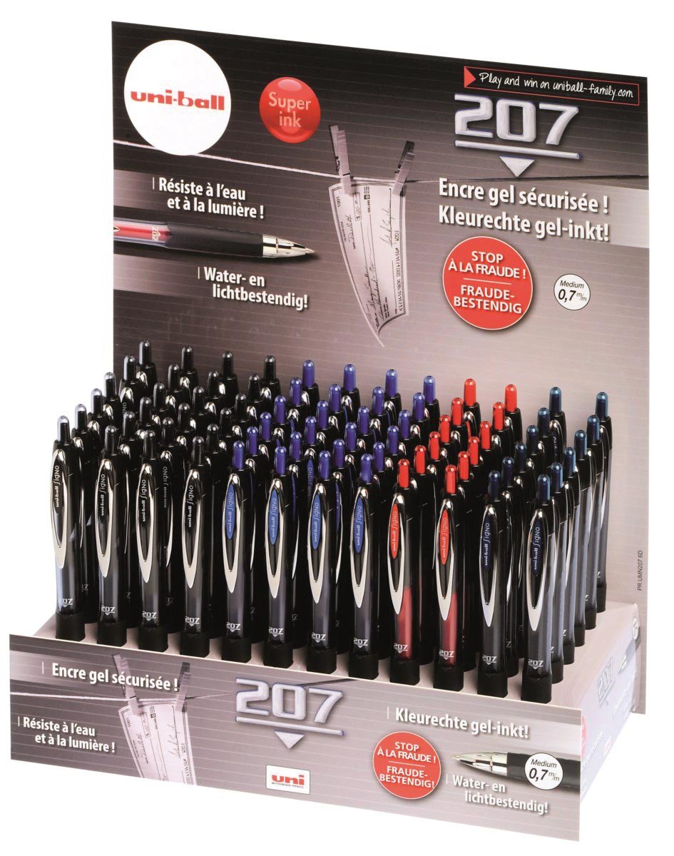 Uni-ball intrekbare roller Signo RT207 display van 72 stuks Uni-ball intrekbare roller Signo RT207 display van 72 stuks