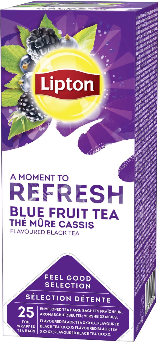 Lipton thee Feel Good Selection, zwarte thee blauwe bes & bramen, doos van 25 zakjes afbeelding