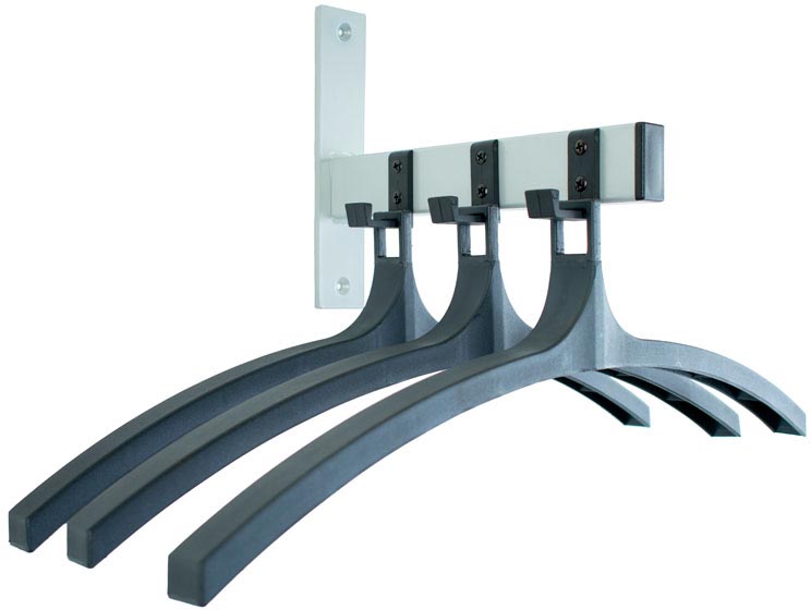 V-part wandgarderobe, 3 haken met hangers afbeelding