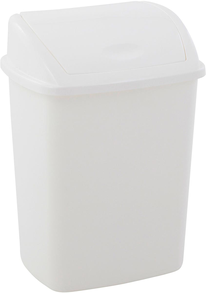 Vuilbak met swingdeksel, 15 l, wit