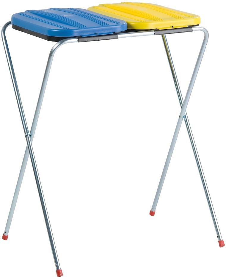 Afvalzakhouder Duo 2 x 130 l, geel en blauw Afvalzakhouder Duo 2 x 130 l, geel en blauw