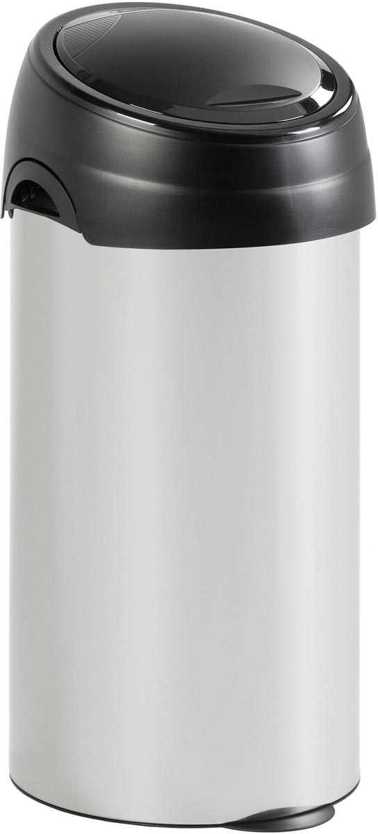 Meliconi ronde afvalbak met touchdeksel, 60 l, aluminiumgrijs, zwart Meliconi ronde afvalbak met touchdeksel, 60 l, aluminiumgrijs, zwart