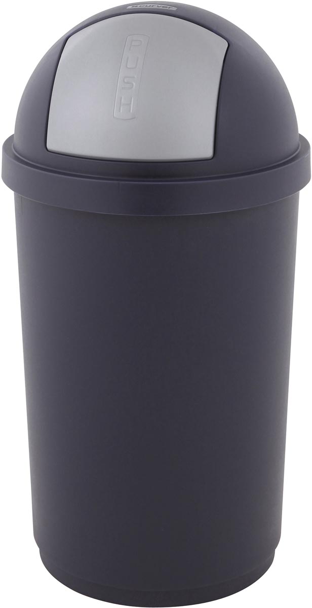 Curver vuilbak met push-deksel 50 l, blauw en grijs afbeelding