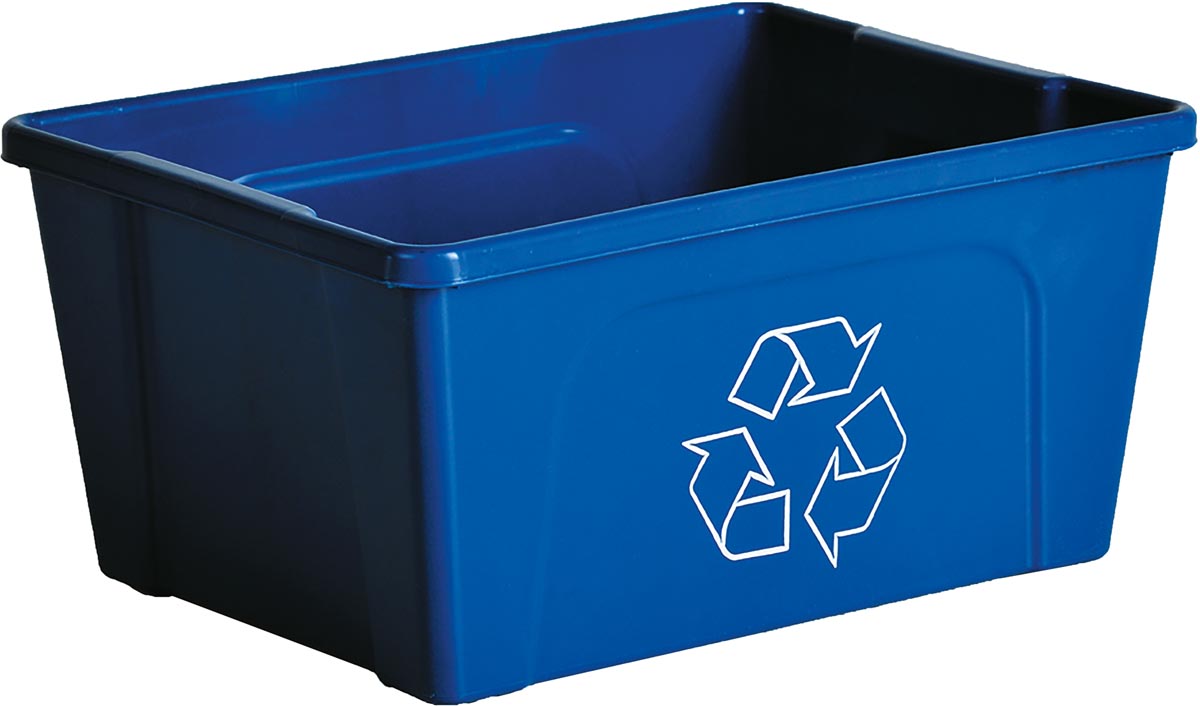 Papierbak met recycle-symbool, blauw Papierbak met recycle-symbool, blauw