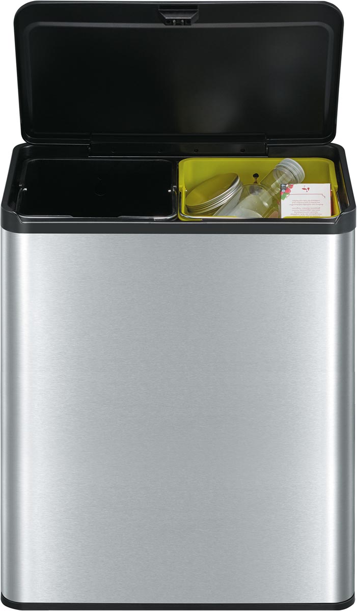 Eko Essential Touch Recycler 20 + 20 l, mat RVS, zwart