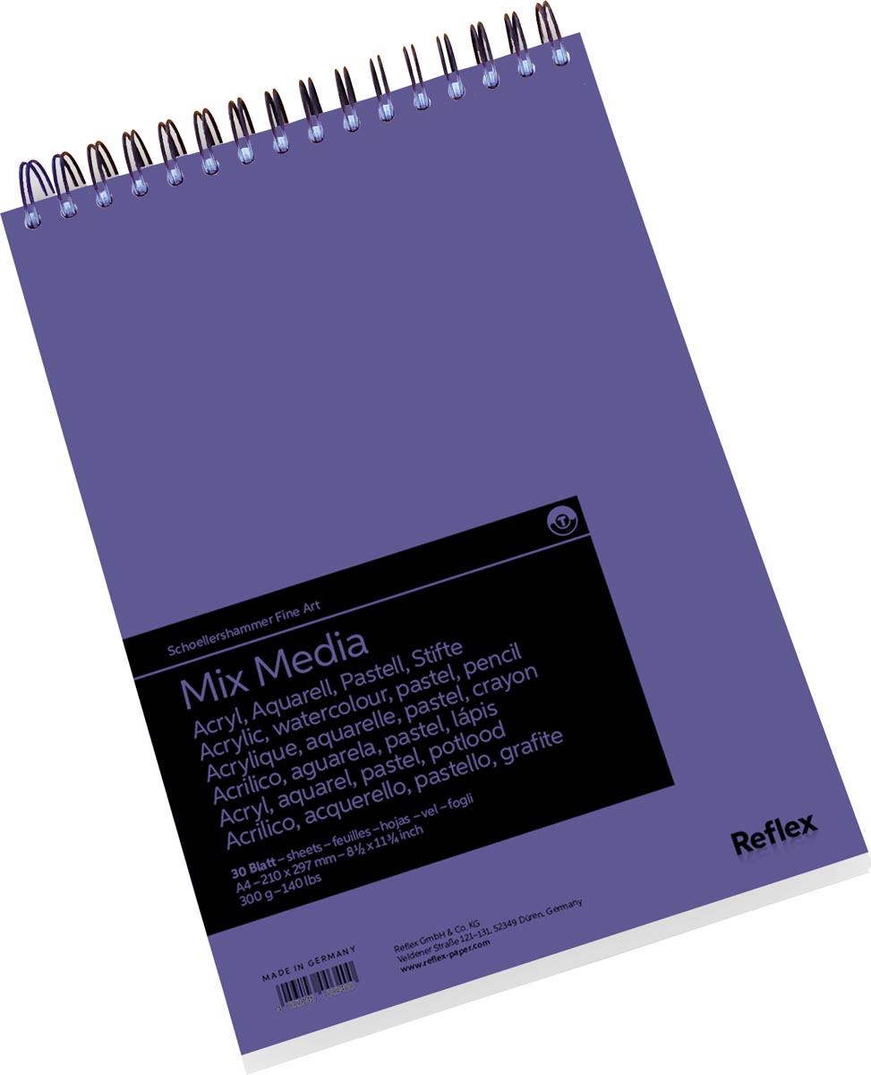 Schoellershammer Mix Media papier, A4, 300 g/m², spiraalblok van 30 vel Schoellershammer Mix Media papier, A4, 300 g/m², spiraalblok van 30 vel