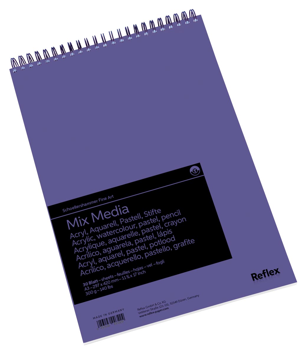 Schoellershammer Mix Media papier, A3, 300 g/m², spiraalblok van 30 vel Schoellershammer Mix Media papier, A3, 300 g/m², spiraalblok van 30 vel