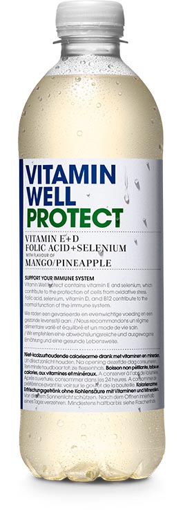 Vitamin Well vitaminewater Protect (Mango & Ananas), flesje van 0,5 L, pak van 12 afbeelding
