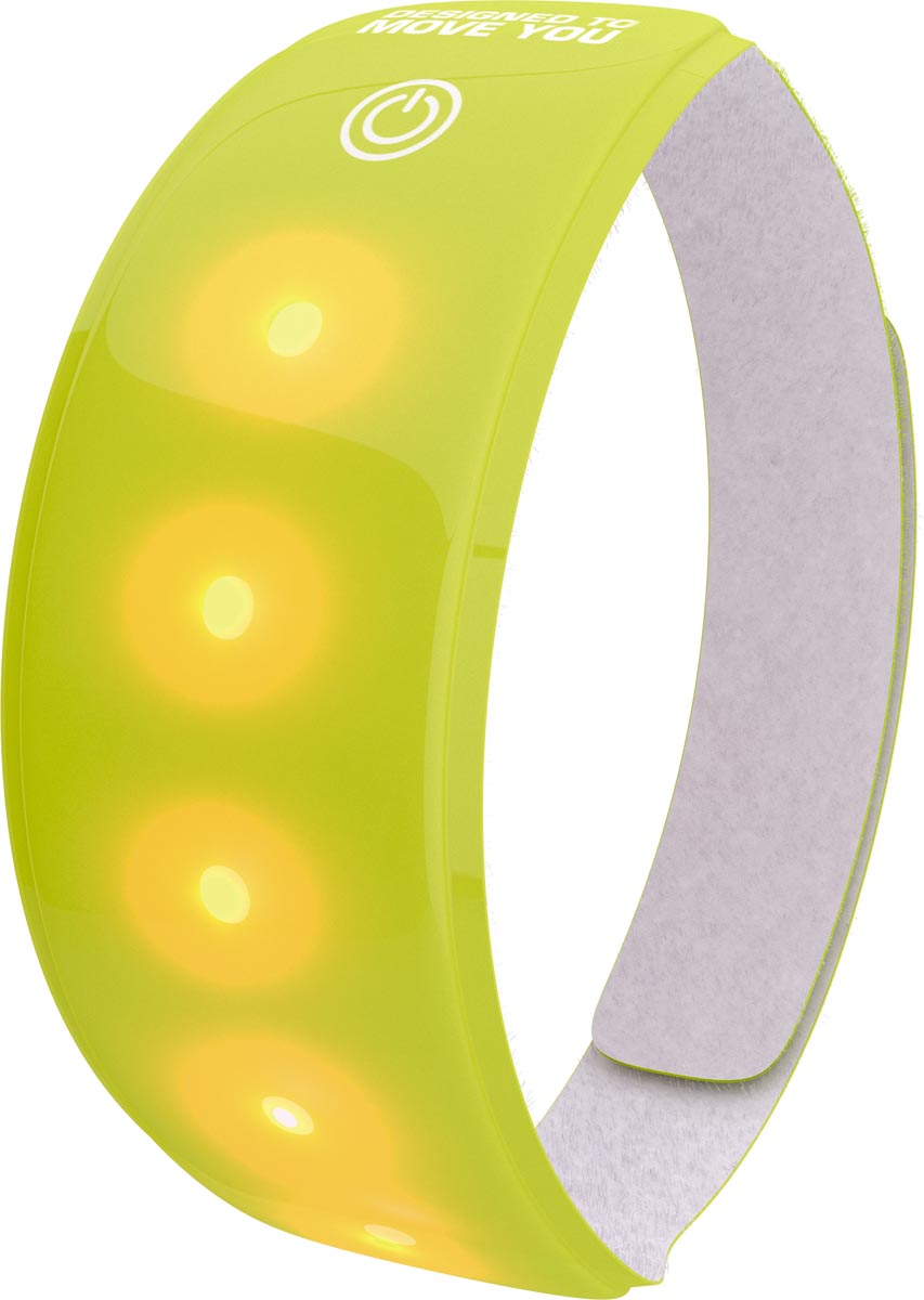Wowow lichtband geel, met 5 rode leds, met velcrosluiting, met batterij afbeelding