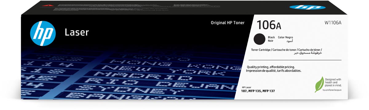 HP toner 106A, 1.000 pagina&apos;s, OEM W1106A, zwart afbeelding