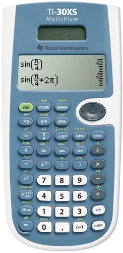 Texas wetenschappelijke rekenmachine TI-30XS Multiview, werkt op zonnecellen en batterijen