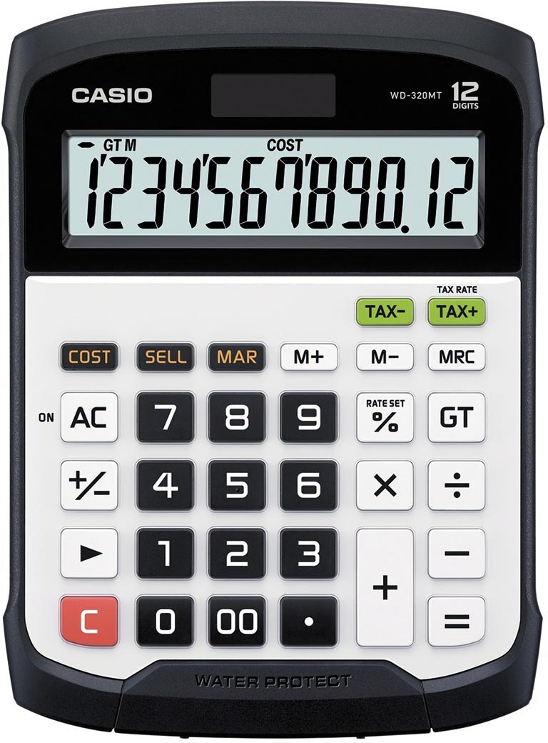 Casio waterbestendige bureaurekenmachine WD-320MT afbeelding