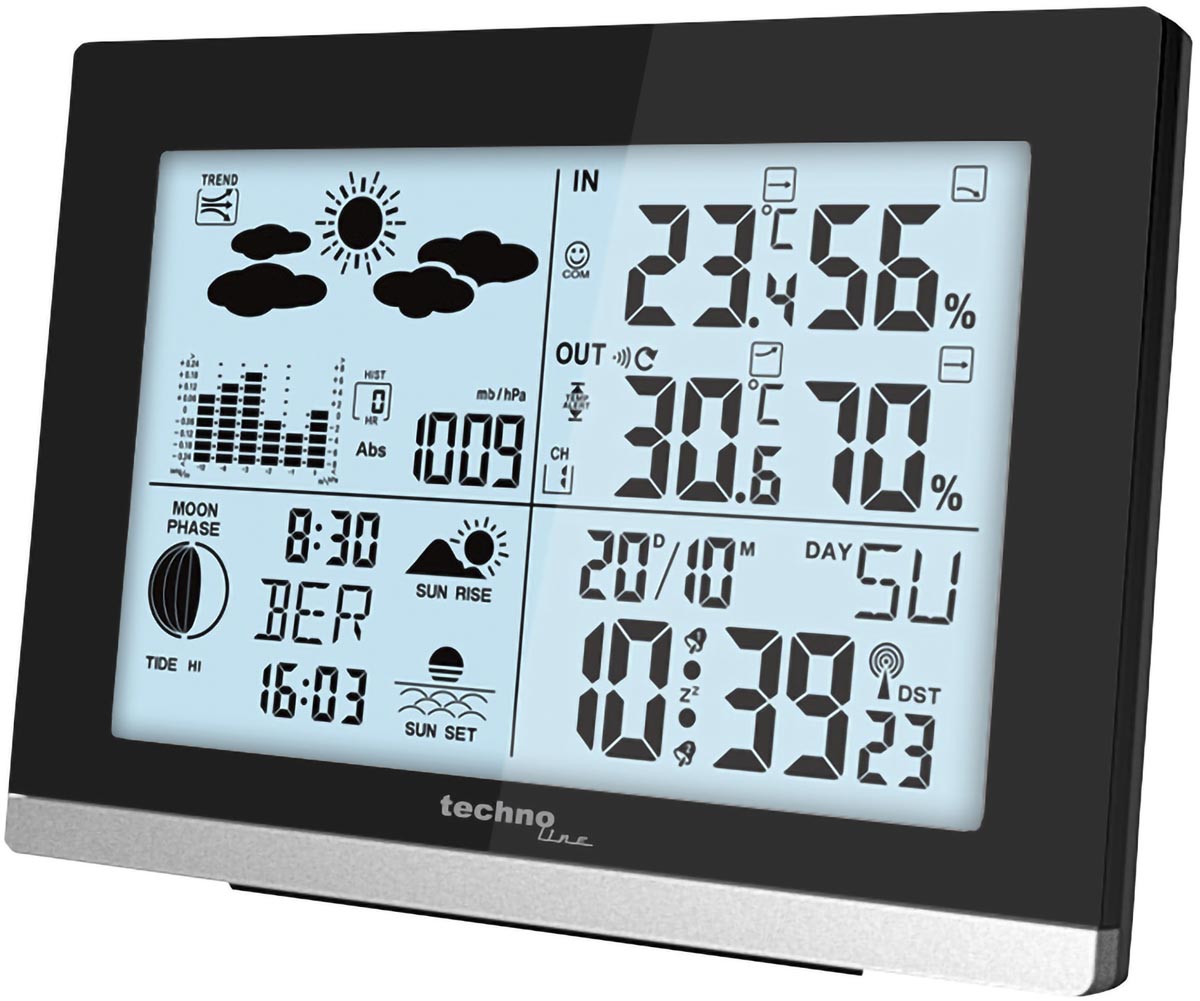 Technoline klok met weerstation WS 6762, digitaal, radiogestuurd, ft 15,8 x 4 x 11,3 cm